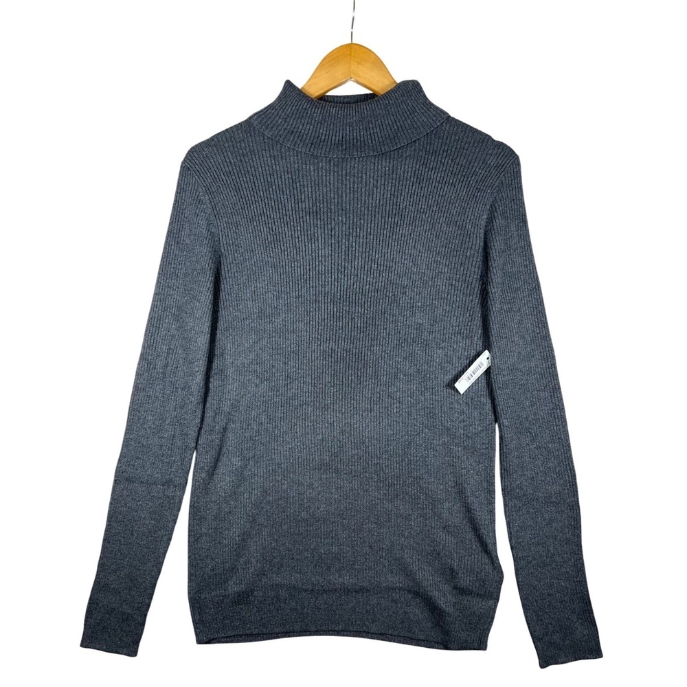 Amazon Essentials Womens Ribbed Turtleneck Sweater Charcoal Gray Large NEW